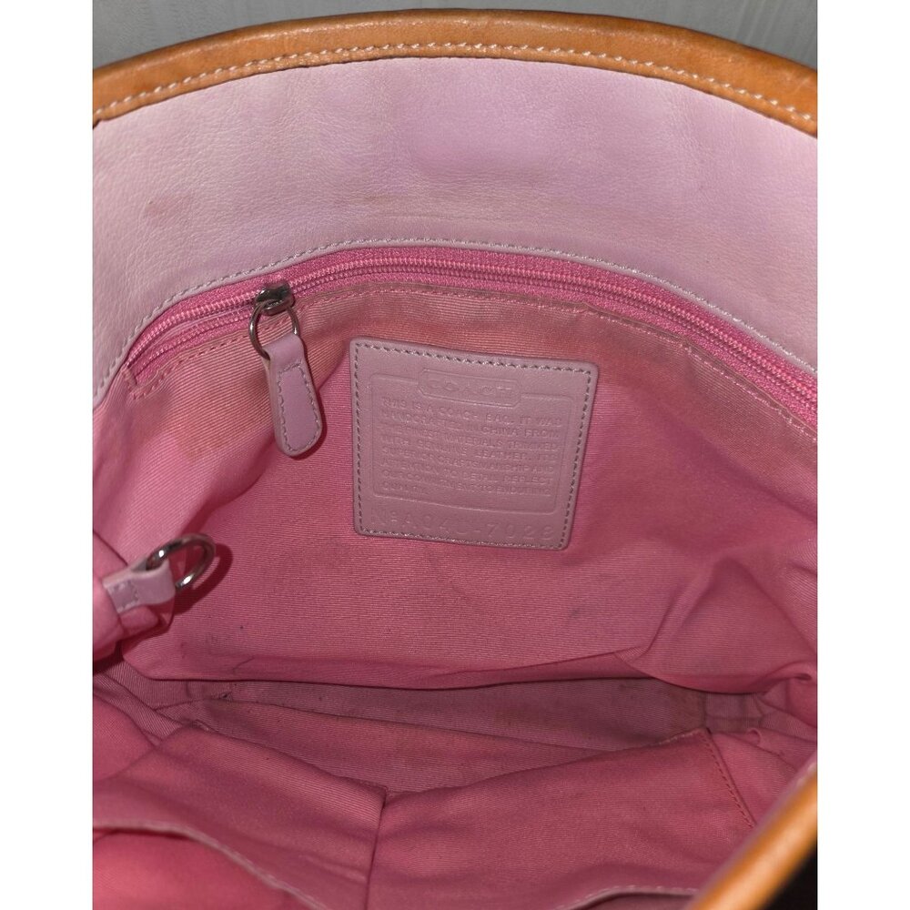 COACH Signature Canvas Shoulder Hand Bag purse with Leather Trim One Strap 7028 - Picture 11 of 12